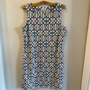 Jude Connally Geometric Blue and Black Sleeveless Dress